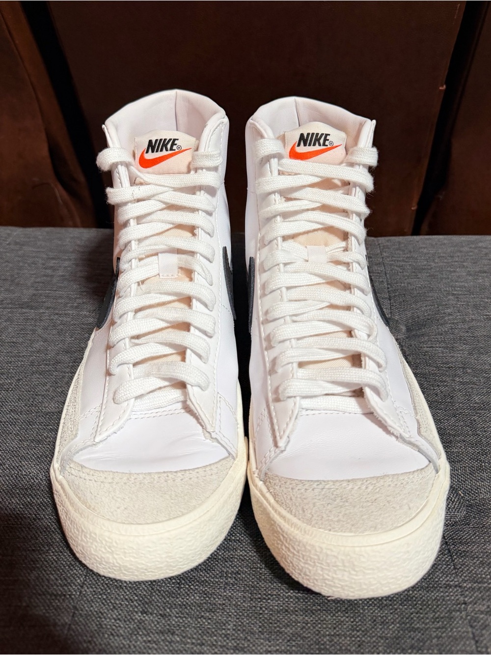 Nike Blazer Mid '77 Vintage White Black Leather Sneakers [Size 8] - Picture 5 of 9